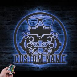 optometry optician custom metal wall art led light eyes clinic name sign 3