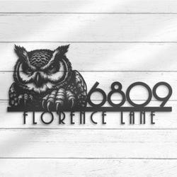 owl house number custom metal address sign owl home number 2