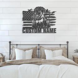 personalized black lab dog hunting us flag bar sign metal wall art led