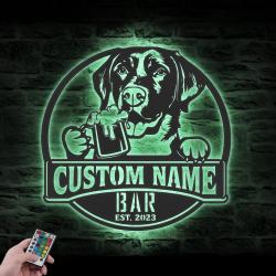 personalized black labrador bar decor metal wall art led light