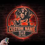 personalized black labrador beer sign metal wall art led light