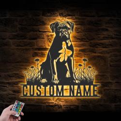 personalized boxer dog led metal wall art custom dog lover gift decor