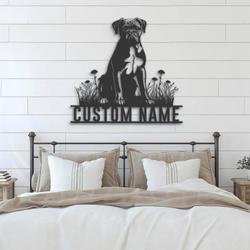 Custom Boxer Dog Metal Wall Art LED Light