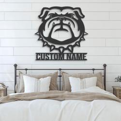 personalized bulldog metal wall decor led light