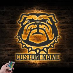 personalized bulldog wall art led light