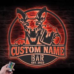 Custom Funny Pharaoh Hound Thirsty Beer Pub Metal Wall Art LED Light