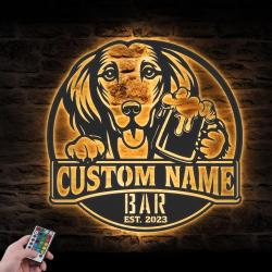 personalized funny saluki thirsty beer pub metal wall art led light