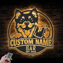 personalized funny schipperke thirsty beer pub metal wall art