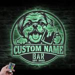 personalized funny shih tzu thirsty dog bar metal wall art led lig
