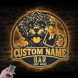 Custom Funny Spanish Water Thirsty Beer Pub Metal Wall Art LED Light
