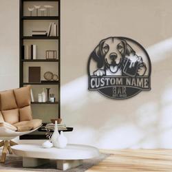 Custom Funny Redbone Coonhound Thirsty Beer Pub Metal Wall Art LED Light