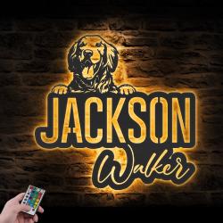 personalized golden retriever name sign metal