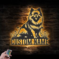 personalized keeshond dog metal wall art led light custom pet lover decor