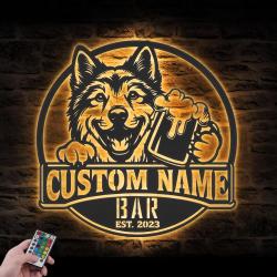 personalized saarloos wolfdog thirsty beer pub metal wall art