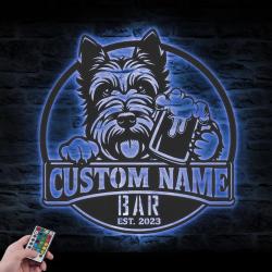 personalized scottish terrier beer sign metal wall art led ligh