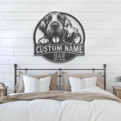 personalized spinone italiano bar decor metal wall art led lig