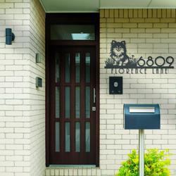 pomeranian house number custom metal address sign dog home number 3
