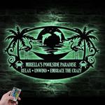 poolside tiki bar custom metal wall art led light sunset name sign 1