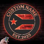 puerto rico flag custom metal wall art led light 1