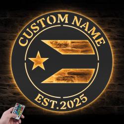 puerto rico flag custom metal wall art led light 5
