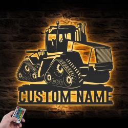 quadtrac tractor custom metal wall art led light farm tractor driver name sign 2