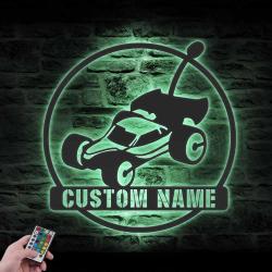 radio control car custom metal wall art led light car rc truck name sign 5