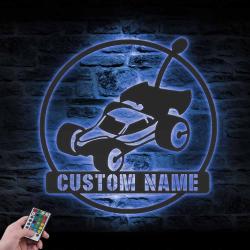 radio control car custom metal wall art led light car rc truck name sign 6