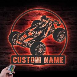 radio control car custom metal wall art led light rc car rc truck name sign 2