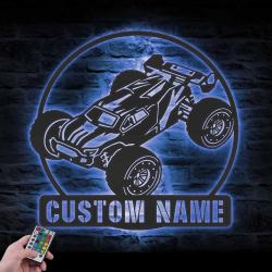 radio control car custom metal wall art led light rc car rc truck name sign 3