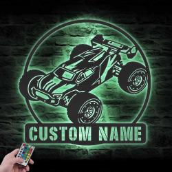 radio control car custom metal wall art led light rc car rc truck name sign 4