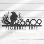 raven on branch house number custom metal address sign 1