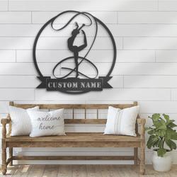 ribbon rhythmic gymnastics custom metal wall art led light 3