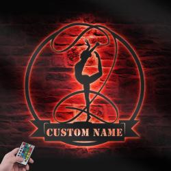 ribbon rhythmic gymnastics custom metal wall art led light 4