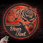 rose custom metal wall art led light valentine flower name sign 1
