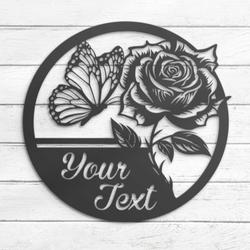 rose custom metal wall art led light valentine flower name sign 3