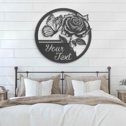 rose custom metal wall art led light valentine flower name sign 4