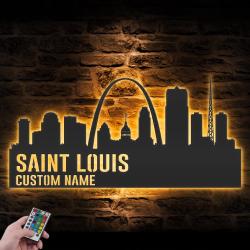 saint louis skyline custom metal wall art led light cityscape name sign 2