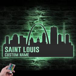 saint louis skyline custom metal wall art led light cityscape name sign 5