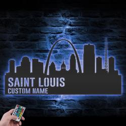saint louis skyline custom metal wall art led light cityscape name sign 6