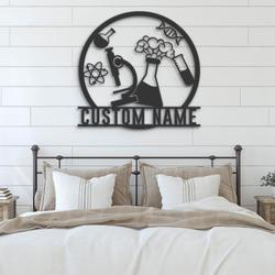 Scientist Custom Metal Wall Art LED Light Science Teacher Name Sign