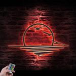 sea sun sparkle custom metal wall art led light ocean sun seagull sign 1