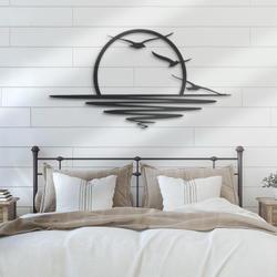 sea sun sparkle custom metal wall art led light ocean sun seagull sign 5