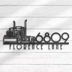 semi truck house number custom metal address sign trucker home number 2