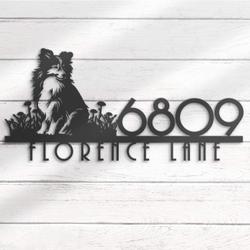 shetland sheepdog house number custom metal address sign 4