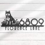shiba inu house number custom metal address sign dog home number 1