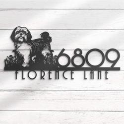 Shih Tzu House Number Custom Metal Address Sign Dog Home Number