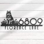 siberian husky house number custom metal address sign dog home number 1