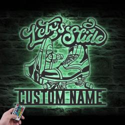skate shop custom metal wall art led light roller skating name sign 4