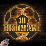soccer ball custom metal wall art led light football player lover sign 1