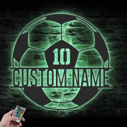 soccer ball custom metal wall art led light football player lover sign 2